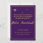 Cartes Pour Fêtes Annuelles Joyeux Noël Or & Violet Luc 2:14 Verset (Devant)