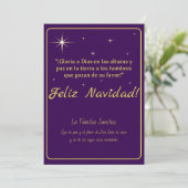 Cartes Pour Fêtes Annuelles Joyeux Noël Or & Violet Luc 2:14 Verset (Debout devant)