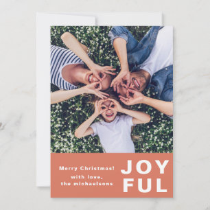 Cartes Pour Fêtes Annuelles Joyeux Noël Orange Coral moderne Deux photos