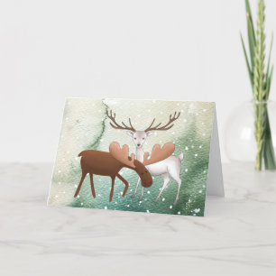 Cartes Pour Fêtes Annuelles Joyeux Noël Orignal Bonne Année Cerf
