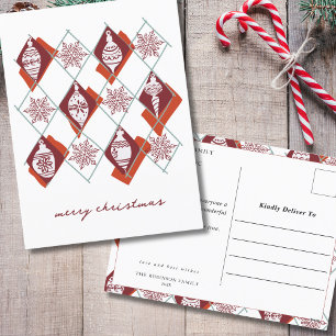 Cartes Pour Fêtes Annuelles Joyeux Noël Ornements botaniques Typographie