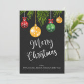 Cartes Pour Fêtes Annuelles Joyeux Noël Ornements colorés (Debout devant)