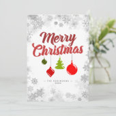 Cartes Pour Fêtes Annuelles Joyeux Noël Ornements Silver Snowflakes Cadre (Debout devant)