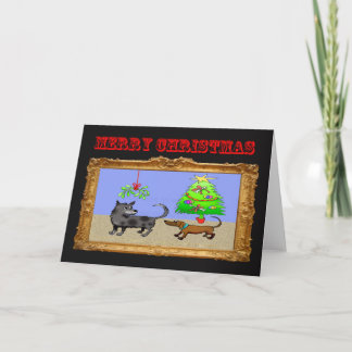 Cartes Pour Fêtes Annuelles Joyeux Noël, osé, teckels reniflant les fonds