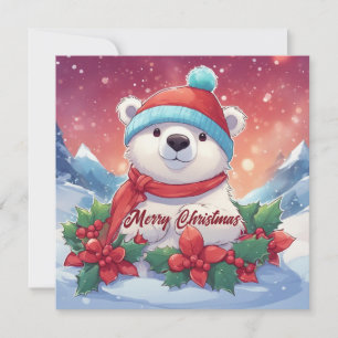 Cartes Pour Fêtes Annuelles Joyeux Noël Ours polaire blanc