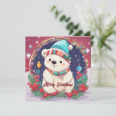 Cartes Pour Fêtes Annuelles Joyeux Noël Ours polaire blanc (Debout devant)