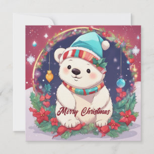 Cartes Pour Fêtes Annuelles Joyeux Noël Ours polaire blanc