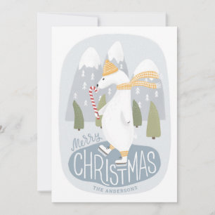 Cartes Pour Fêtes Annuelles Joyeux Noël. Ours polaire d'hiver mignon sur le pa