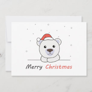 Cartes Pour Fêtes Annuelles Joyeux Noël Ours Polaire Neige Douce Nuit