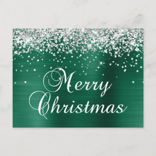 Cartes Pour Fêtes Annuelles Joyeux Noël Paillettes Argentées Papier Aluminium