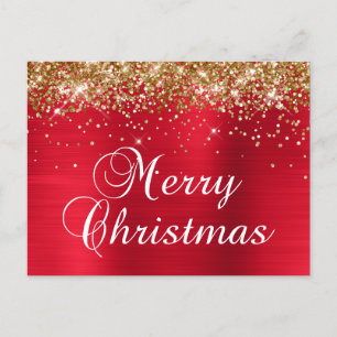 Cartes Pour Fêtes Annuelles Joyeux Noël Paillettes Dorées Feuille de Cuivre Ro