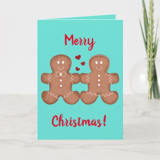 Cartes Pour Fêtes Annuelles Joyeux Noël pain d'épices couple en amour coutume (Devant)