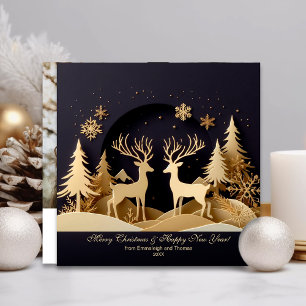 Cartes Pour Fêtes Annuelles Joyeux Noël Paire de Renne Photo