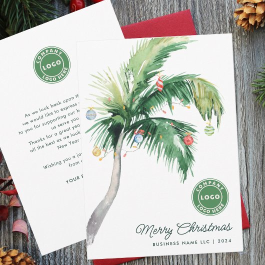 Cartes Pour Fêtes Annuelles Joyeux Noël Palm Tree Coastal Business Logo