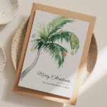 Cartes Pour Fêtes Annuelles Joyeux Noël Palm Tree Côte tropicale<br><div class="desc">Une carte de voeux moderne et élégante avec une typographie manuscrite moderne et ornée d'un palmier décoré. Customisez facilement cette carte en cliquant sur le bouton "Personnaliser".</div>