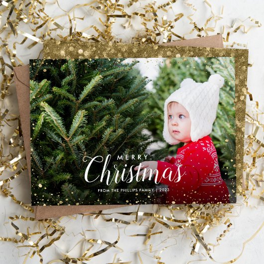 Cartes Pour Fêtes Annuelles Joyeux Noël | Parties scintillant Glitz Faux super