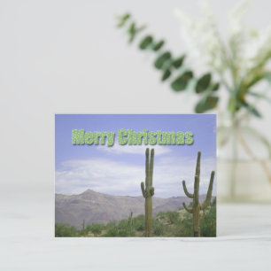 Cartes Pour Fêtes Annuelles Joyeux Noël Paysage du Sud-Ouest avec Saguaros
