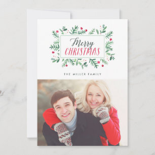 Cartes Pour Fêtes Annuelles Joyeux Noël Peint Botaniques