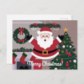 Cartes Pour Fêtes Annuelles Joyeux Noël père noël (Devant / Derrière)