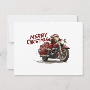 Cartes Pour Fêtes Annuelles Joyeux Noël Père Noël à moto vintage