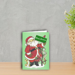 Cartes Pour Fêtes Annuelles Joyeux Noël Père Noël Animaux de la forêt Arbre Ne