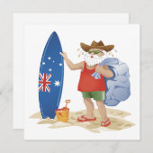 Cartes Pour Fêtes Annuelles Joyeux Noël Père Noël Avec Surboard (Devant / Derrière)