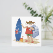 Cartes Pour Fêtes Annuelles Joyeux Noël Père Noël Avec Surboard (Debout devant)