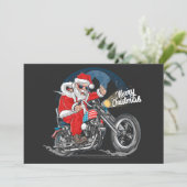 Cartes Pour Fêtes Annuelles Joyeux Noël Père Noël Biker (Debout devant)