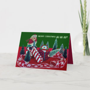 Cartes Pour Fêtes Annuelles Joyeux Noël Père Noël bonhomme de neige amusant co