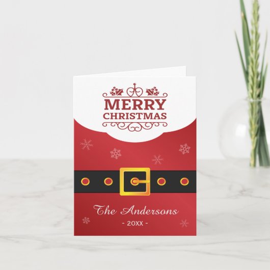 Cartes Pour Fêtes Annuelles Joyeux Noël Père Noël Ceinture Jolly Famille (Devant)