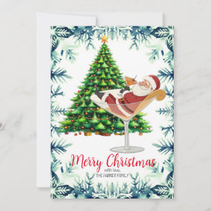 Cartes Pour Fêtes Annuelles Joyeux Noël Père Noël dans un verre à Martini