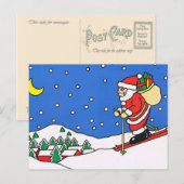 Cartes Pour Fêtes Annuelles Joyeux Noël, Père Noël de ski (Devant / Derrière)