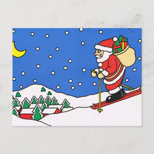 Cartes Pour Fêtes Annuelles Joyeux Noël, Père Noël de ski (Devant)
