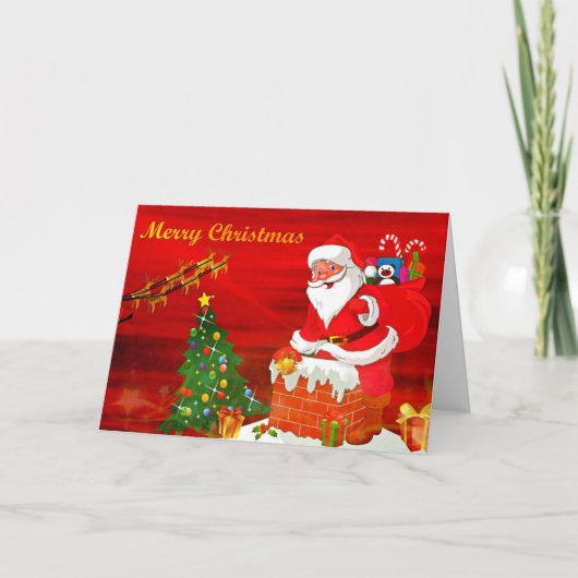 Cartes Pour Fêtes Annuelles Joyeux Noël Père Noël Décor (Devant)