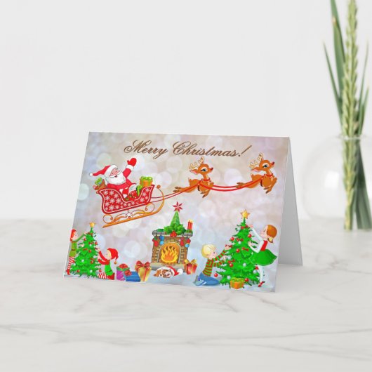 Cartes Pour Fêtes Annuelles Joyeux Noël Père Noël Décor (Devant)