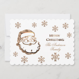 Cartes Pour Fêtes Annuelles Joyeux Noël Père Noël Elegant Or Blanc