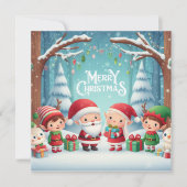 Cartes Pour Fêtes Annuelles Joyeux Noël/Père Noël/Elfes/Neige (Devant)