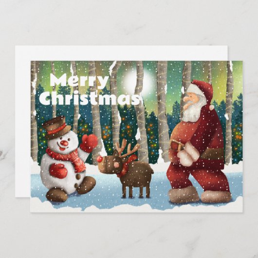 Cartes Pour Fêtes Annuelles Joyeux Noël Père Noël et amis (Devant / Derrière)
