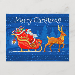 Cartes Pour Fêtes Annuelles Joyeux Noël Père Noël et coudre avec Reindeer