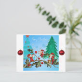 Cartes Pour Fêtes Annuelles Joyeux Noël Père Noël et elfes (Debout devant)