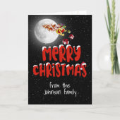 Cartes Pour Fêtes Annuelles Joyeux Noël Père Noël et Lune (Devant)