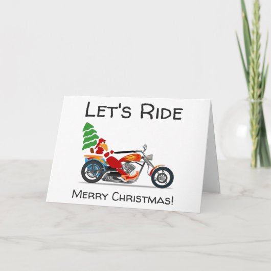 Cartes Pour Fêtes Annuelles Joyeux Noël Père Noël Motorcycle (Devant)