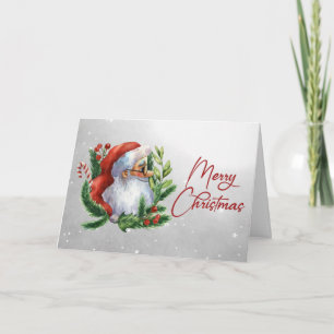 Cartes Pour Fêtes Annuelles Joyeux Noël Père Noël Neige Aquarelle