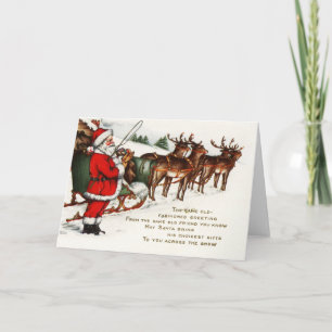 Cartes Pour Fêtes Annuelles Joyeux Noël Père Noël Sleigh Reindeer