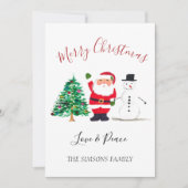 Cartes Pour Fêtes Annuelles Joyeux Noël Père Noël Snowman (Devant)