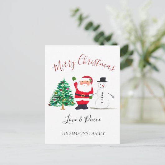 Cartes Pour Fêtes Annuelles Joyeux Noël Père Noël Snowman (Debout devant)