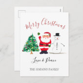 Cartes Pour Fêtes Annuelles Joyeux Noël Père Noël Snowman (Devant / Derrière)