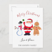 Cartes Pour Fêtes Annuelles Joyeux Noël Père Noël Snowman (Devant / Derrière)