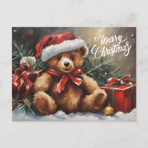 Cartes Pour Fêtes Annuelles Joyeux Noël Père Noël Teddy Bear