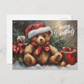 Cartes Pour Fêtes Annuelles Joyeux Noël Père Noël Teddy Bear (Devant / Derrière)